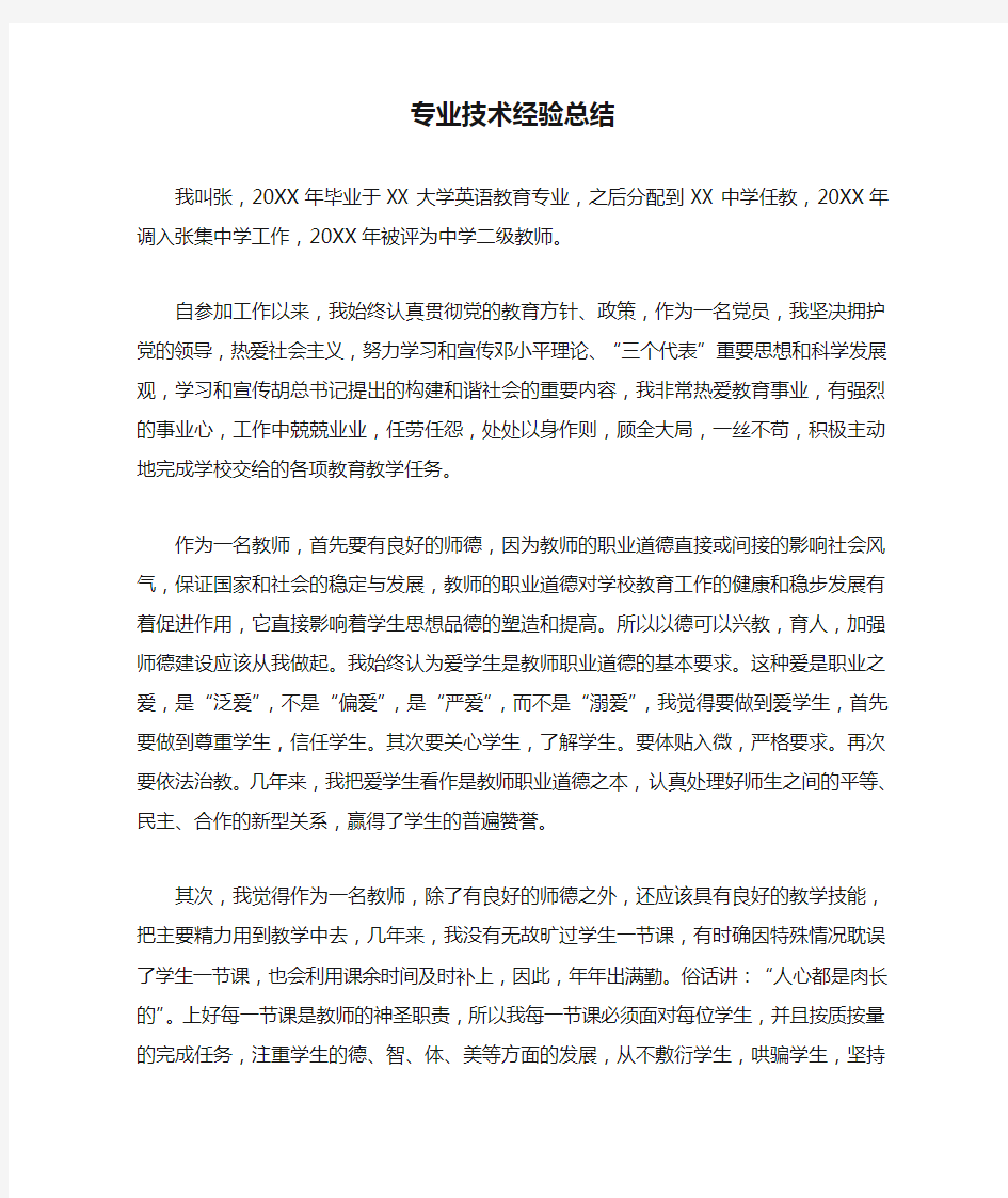 专业技术经验总结