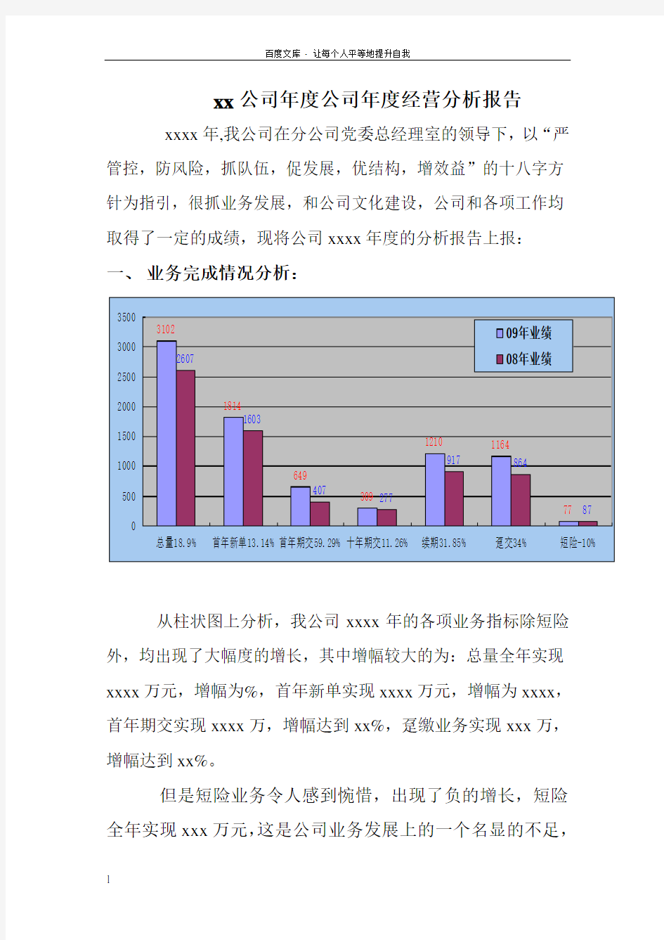 xxx公司年度经营分析报告