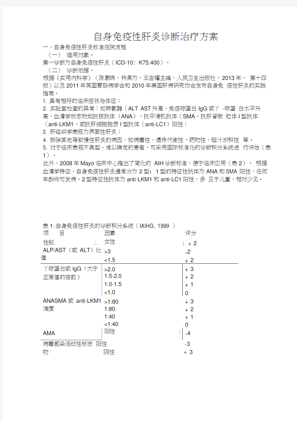 自身免疫性肝炎诊断治疗方案