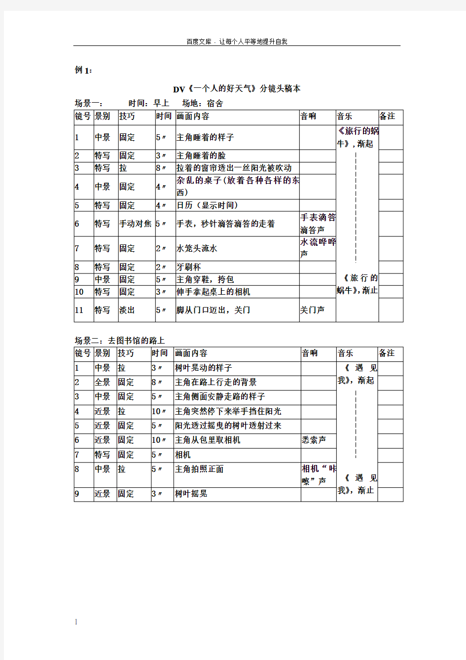 分镜头稿本案例