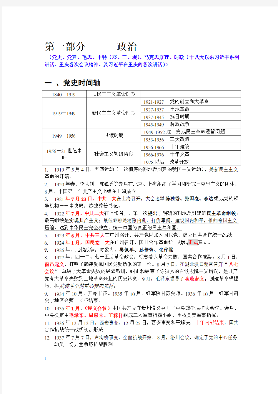 2018重庆事业单位综合基础知识(重点)