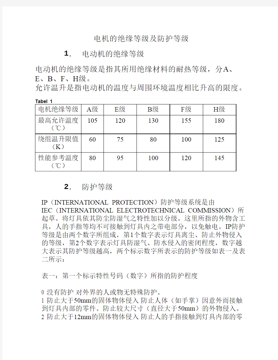 电动机的绝缘等级