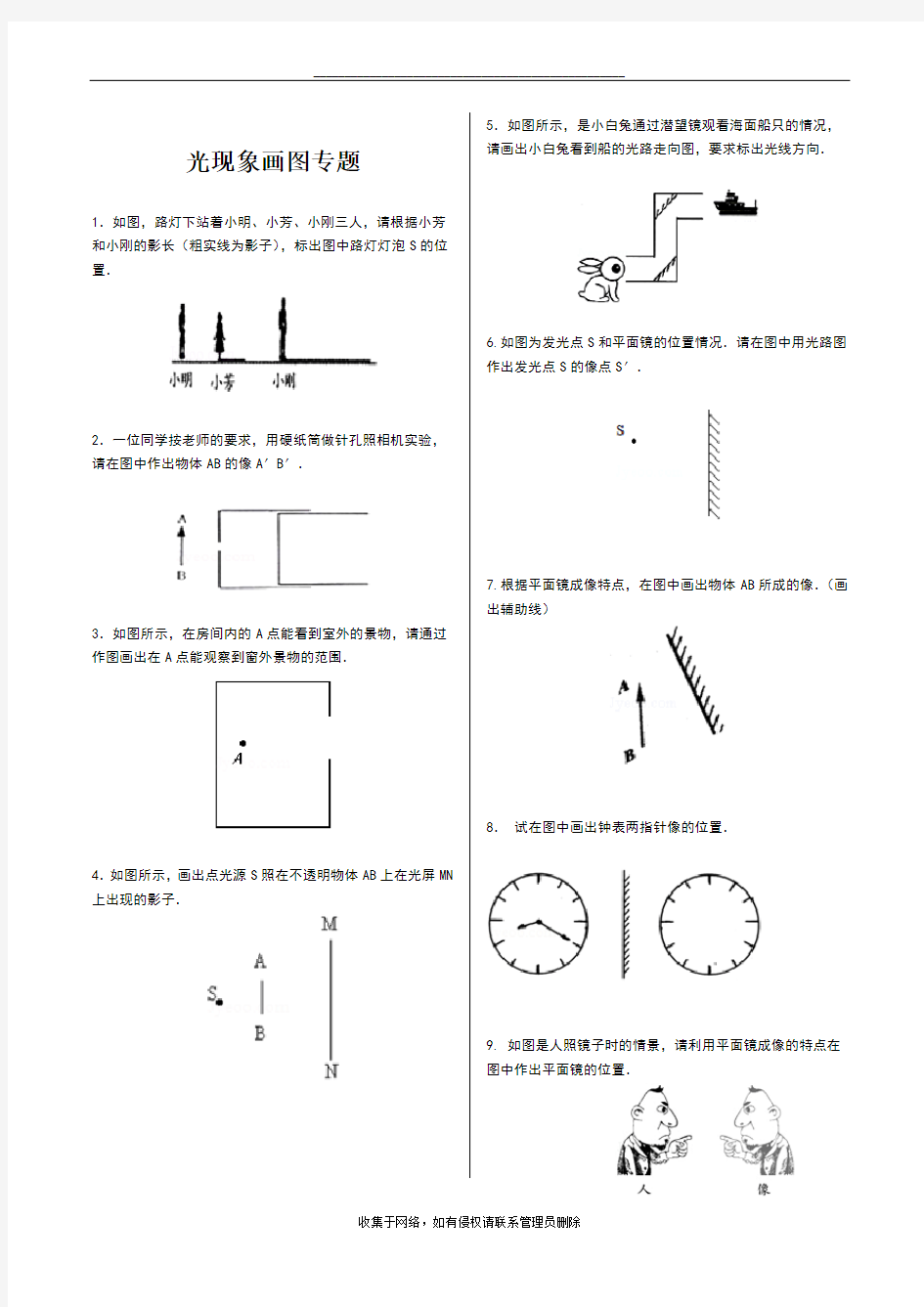 最新八年级物理光现象画图 专题整理  人教版