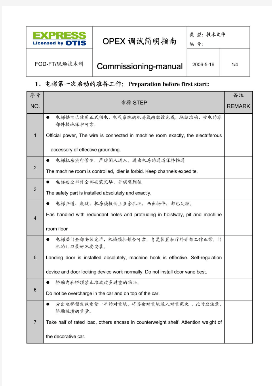 快速电梯调试