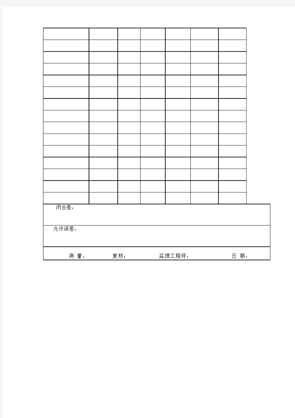 水准测量记录表(转点自动计算)