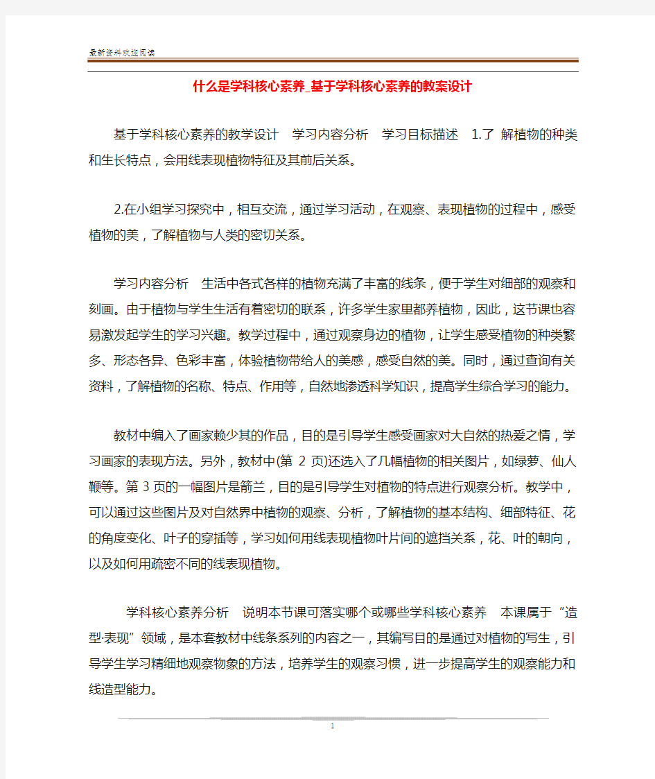 什么是学科核心素养_基于学科核心素养的教案设计