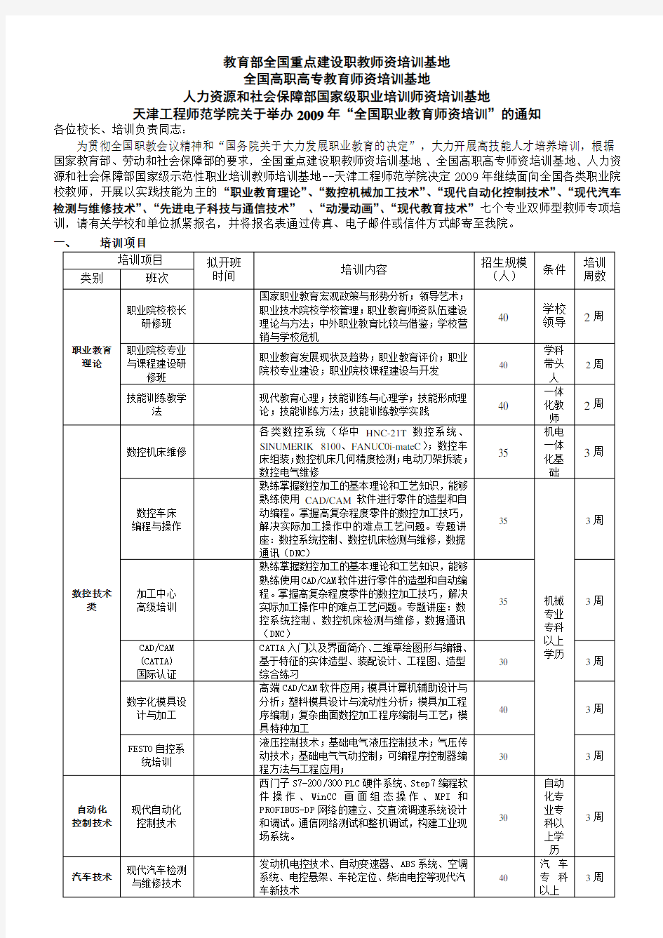 教育部全国重点建设职教师资培训基地