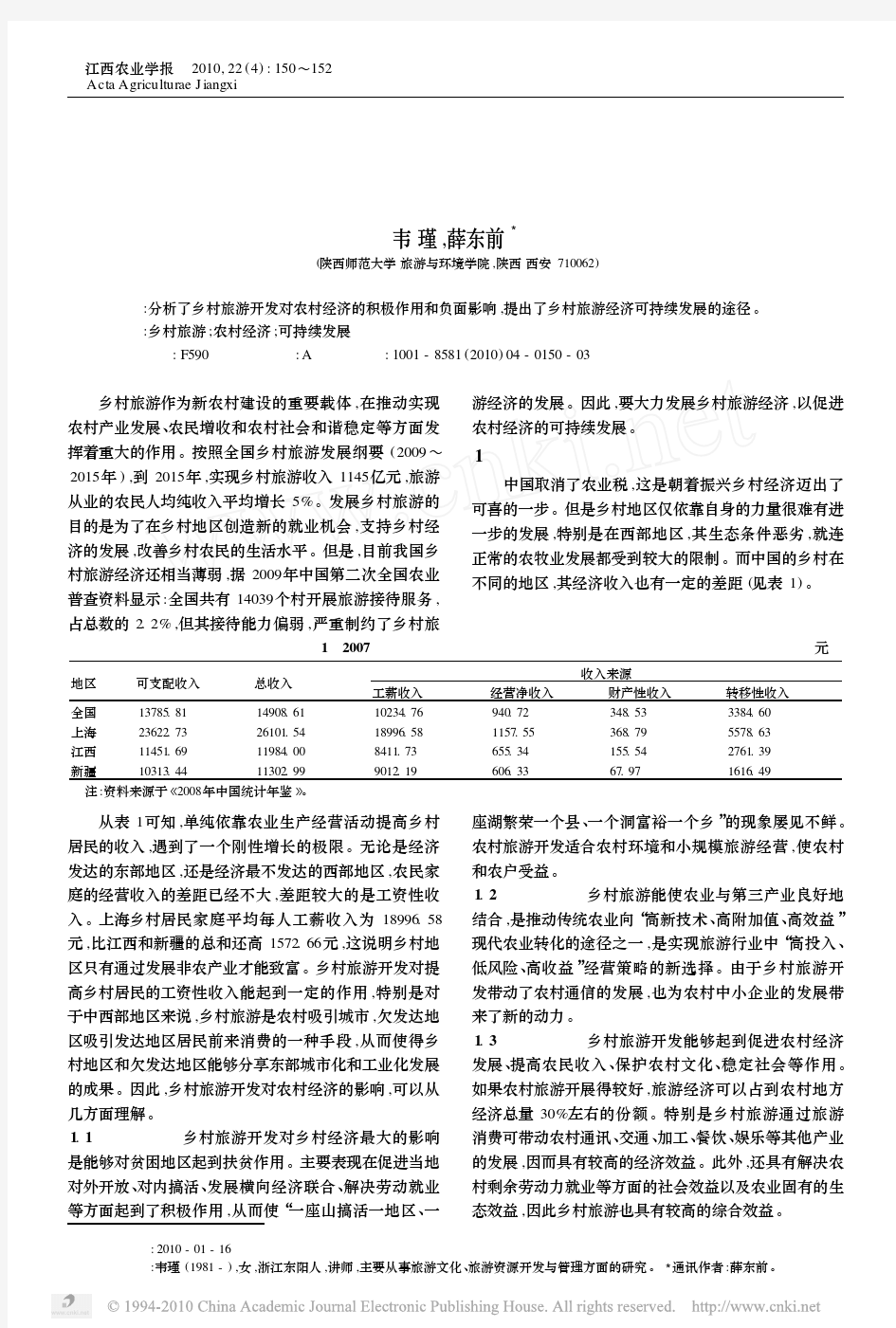 乡村旅游经济对农村经济的影响及可持续发展