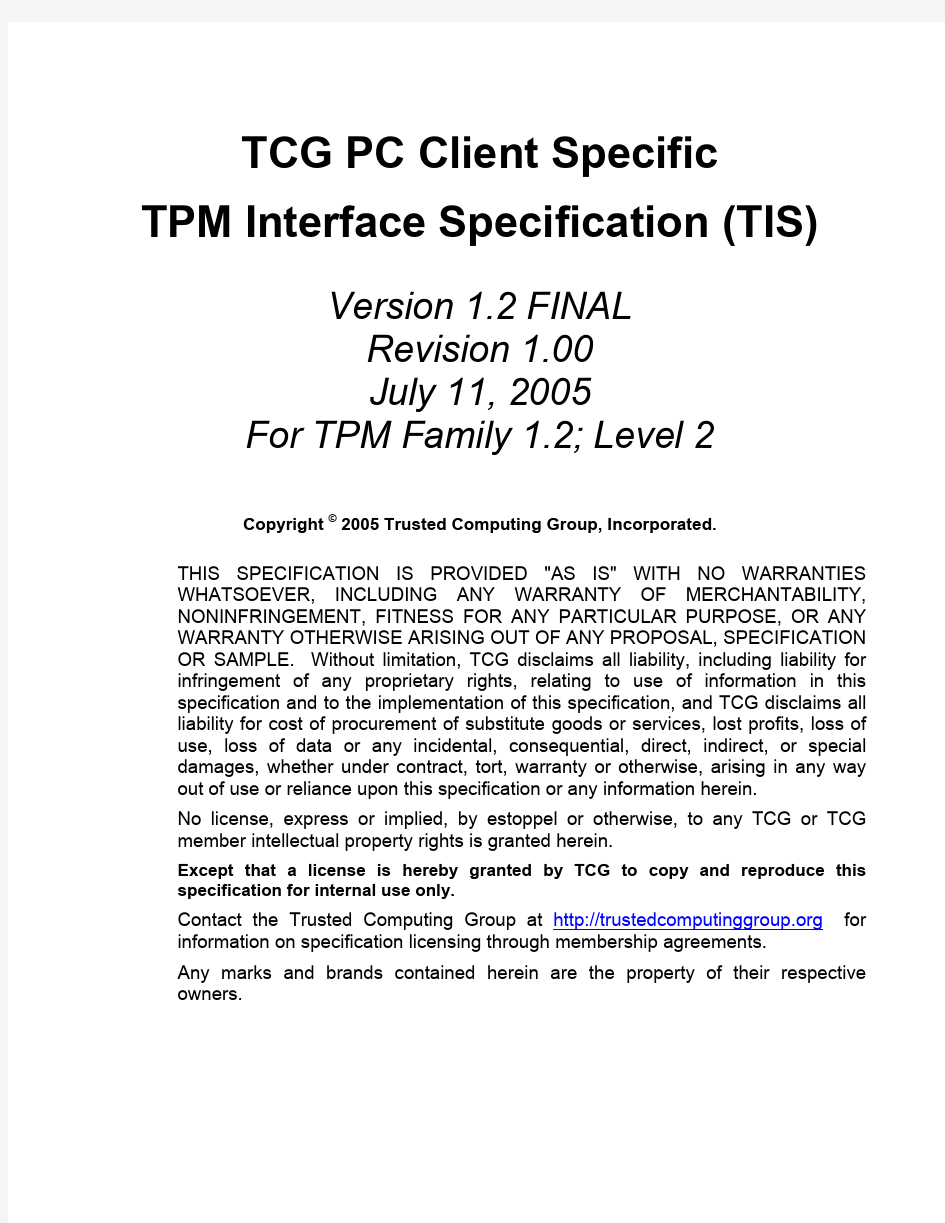TPM Interface Specification (TIS)