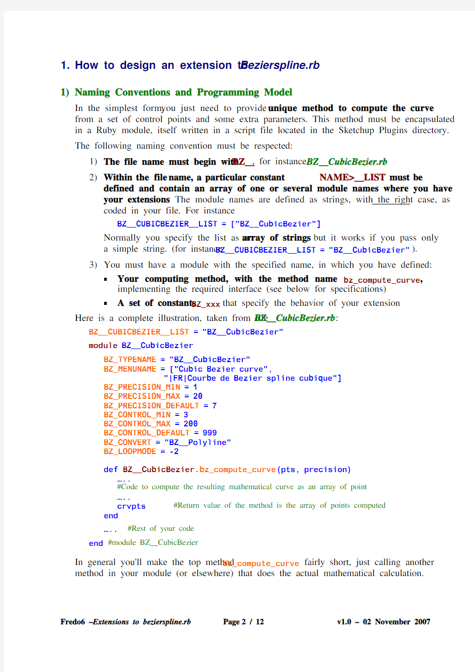 Tutorial BezierSpline - Writing Ruby Extension - English - v1.2