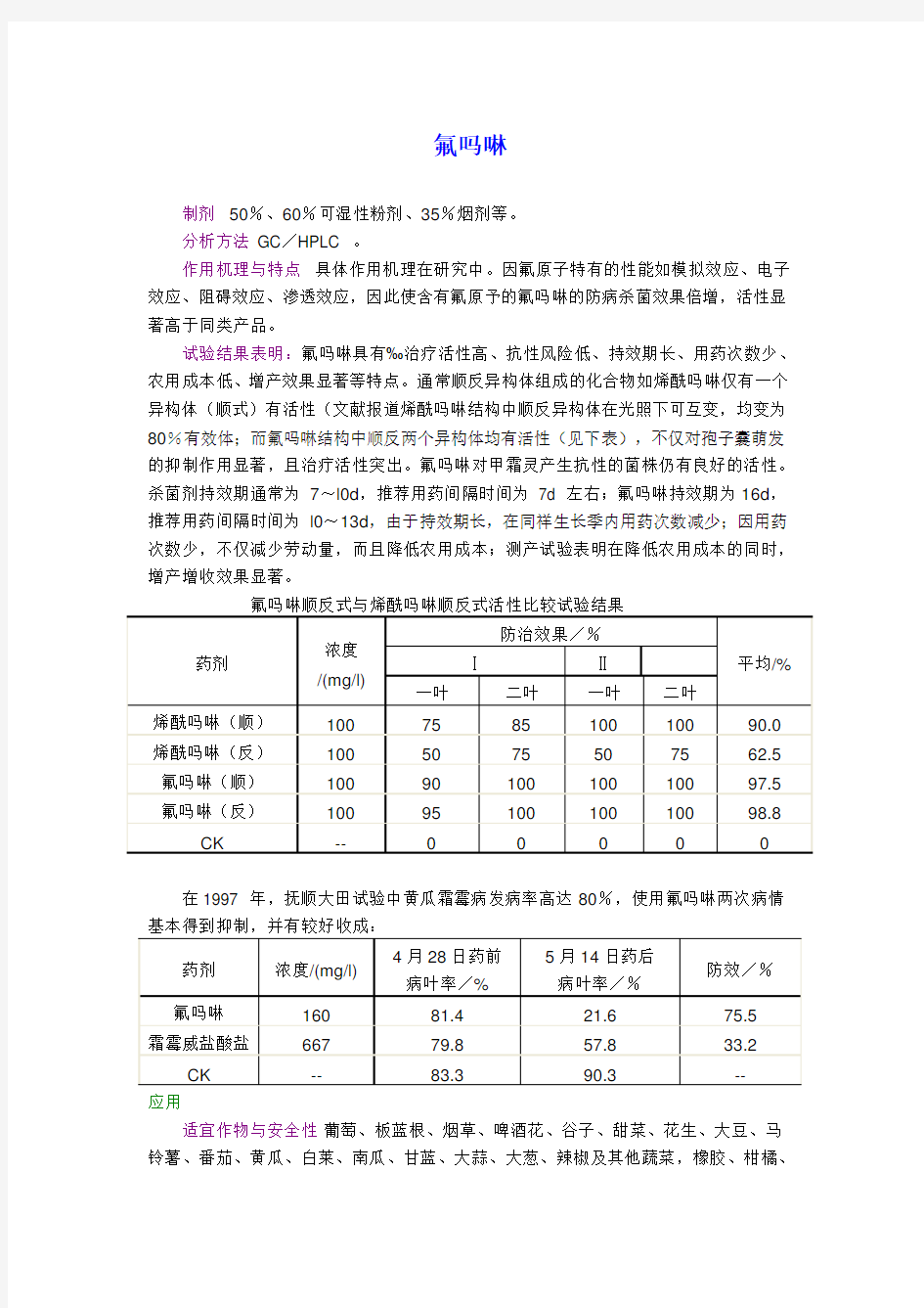 氟吗啉详细介绍