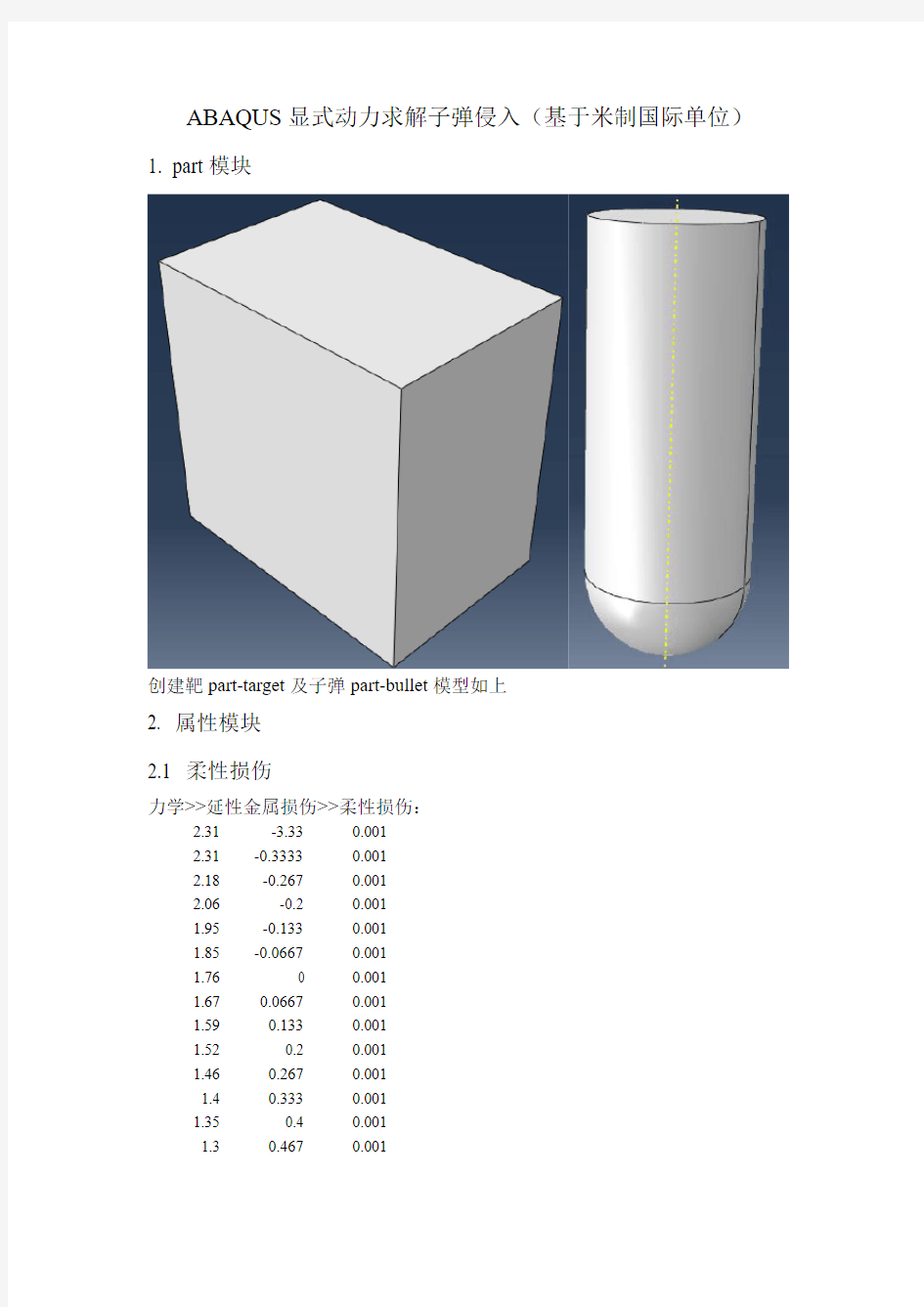 ABAQUS(显式动力学)求解子弹侵彻