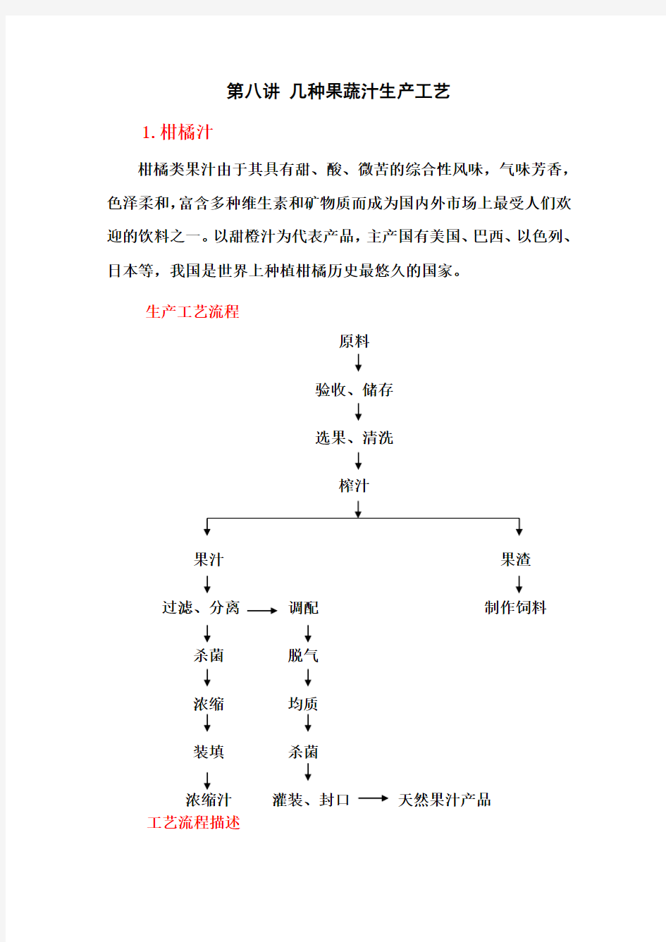 第八讲几种果蔬汁生产工艺