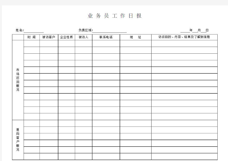 业务员工作日报表