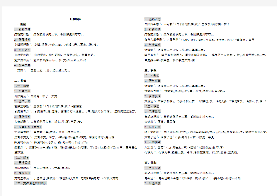 中医内科学·肝胆病证方歌