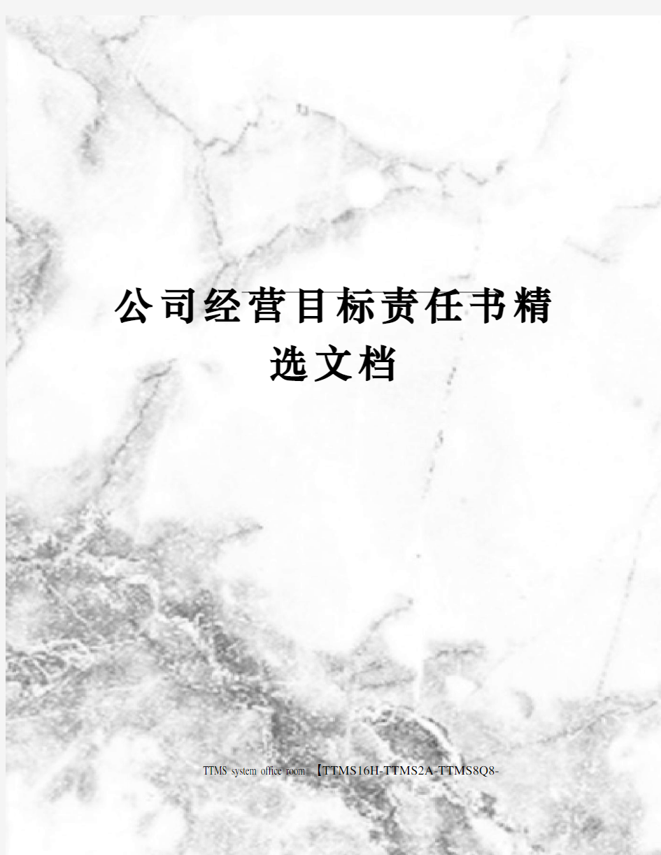 公司经营目标责任书精选文档