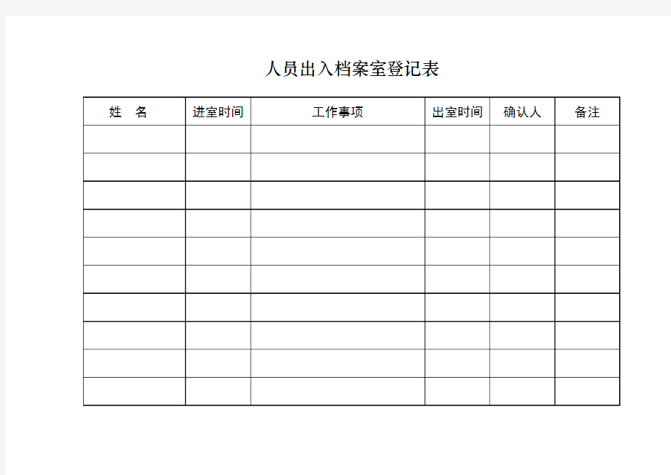 人员出入档案登记表