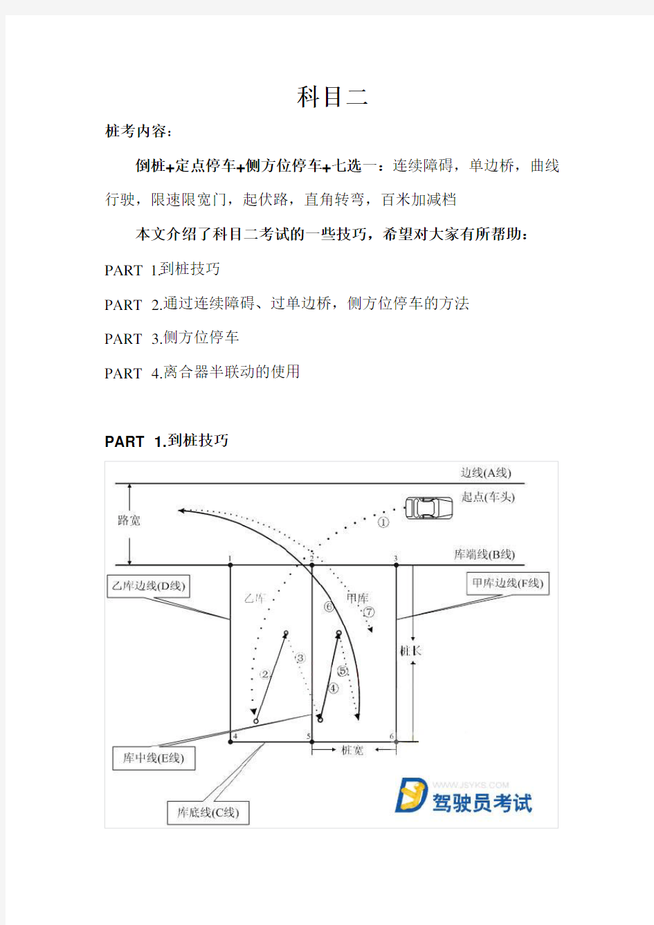 驾照科目二考试窍门(图文并茂)