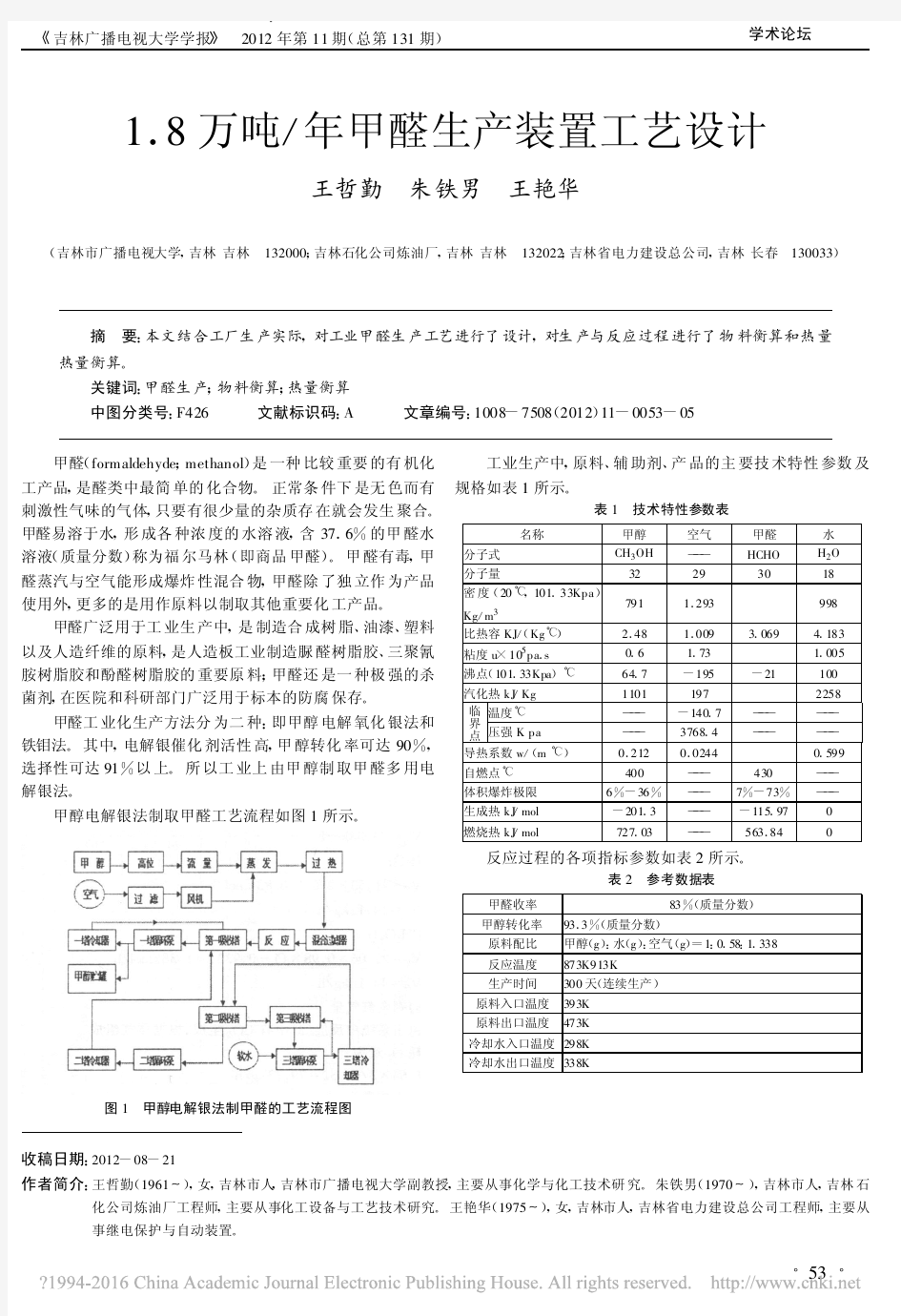 1_8万吨_年甲醛生产装置工艺设计_王哲勤