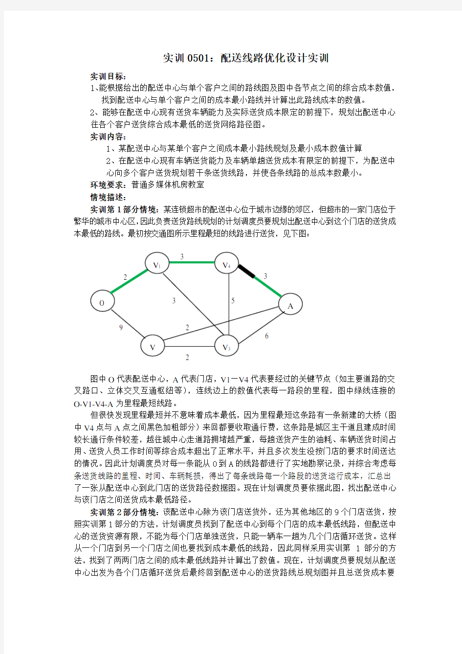 配送线路优化设计实训