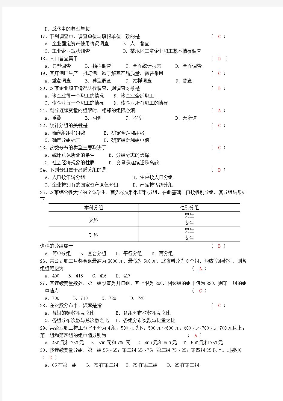 浙江财经大学统计学作业答案新编