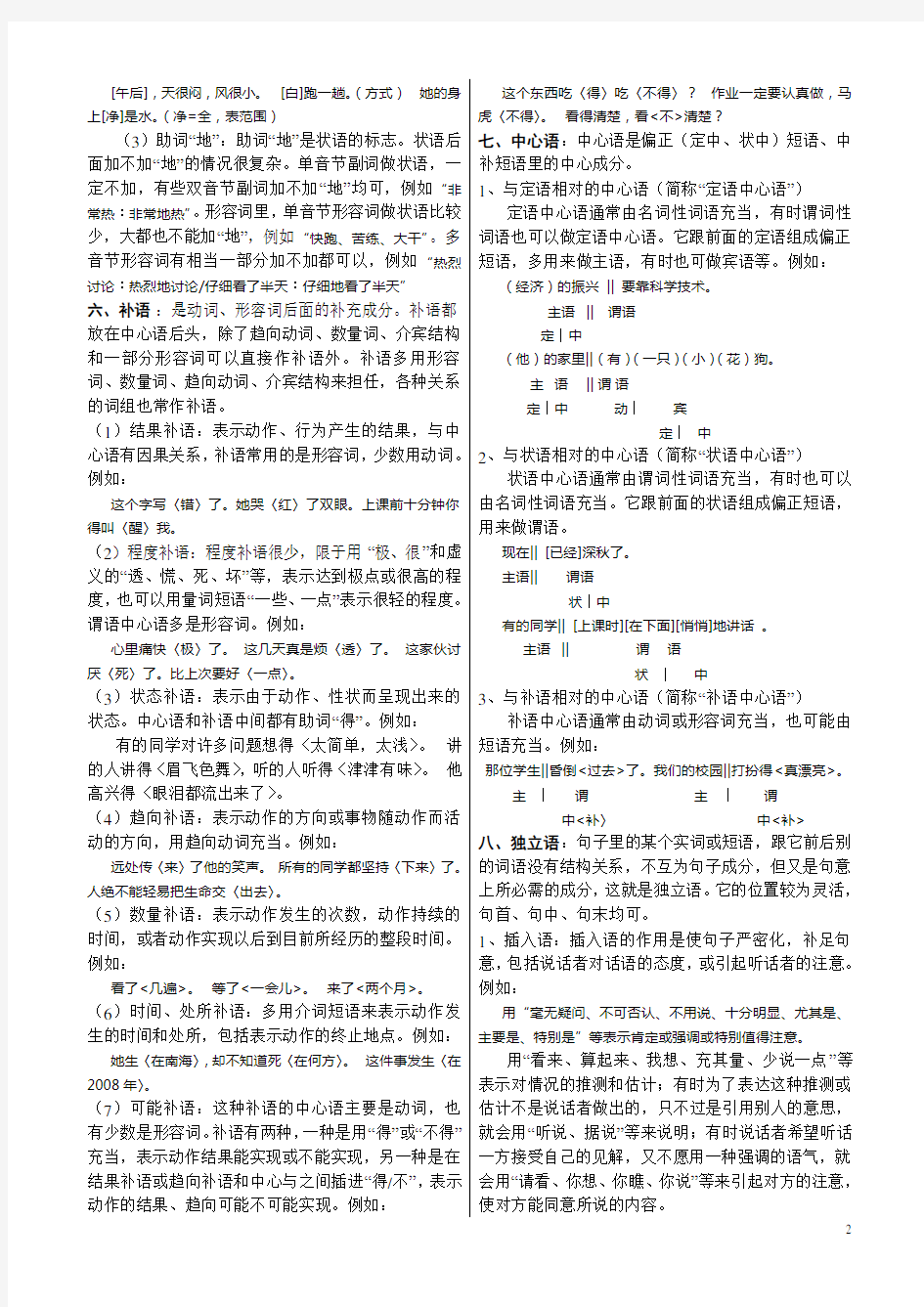 现代汉语句子成分分析