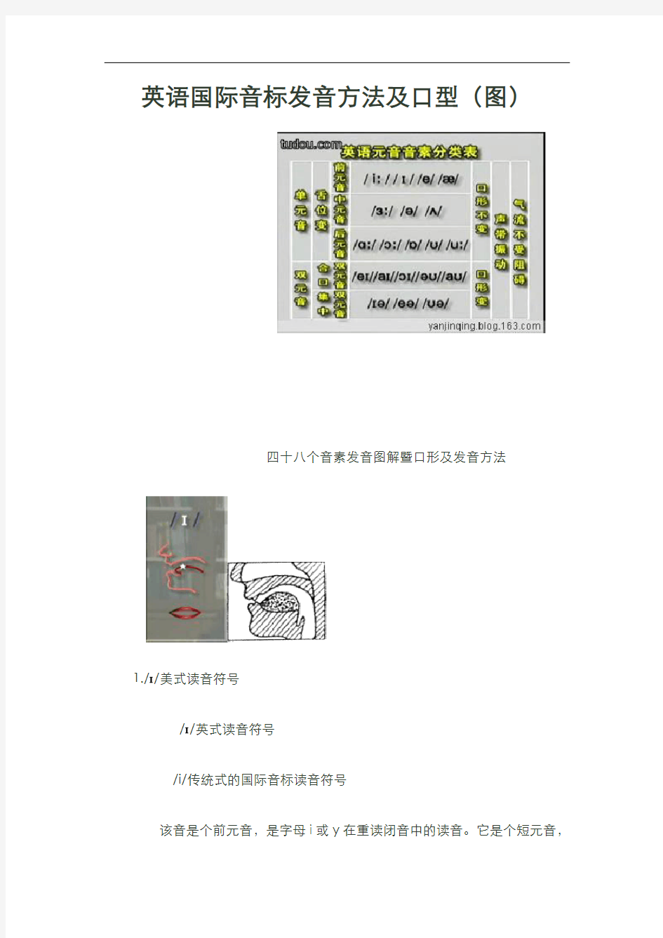 英语国际音标发音方法及口型(图)