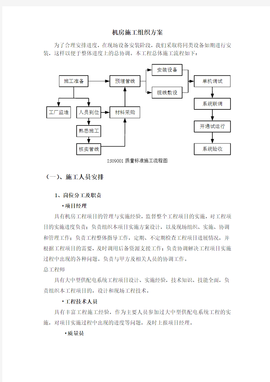 机房施工组织方案