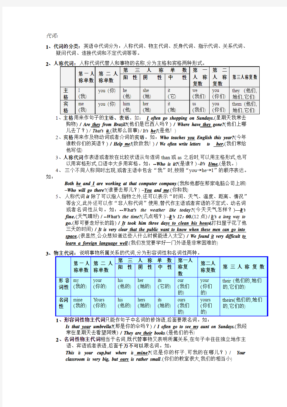 英语代词用法详解