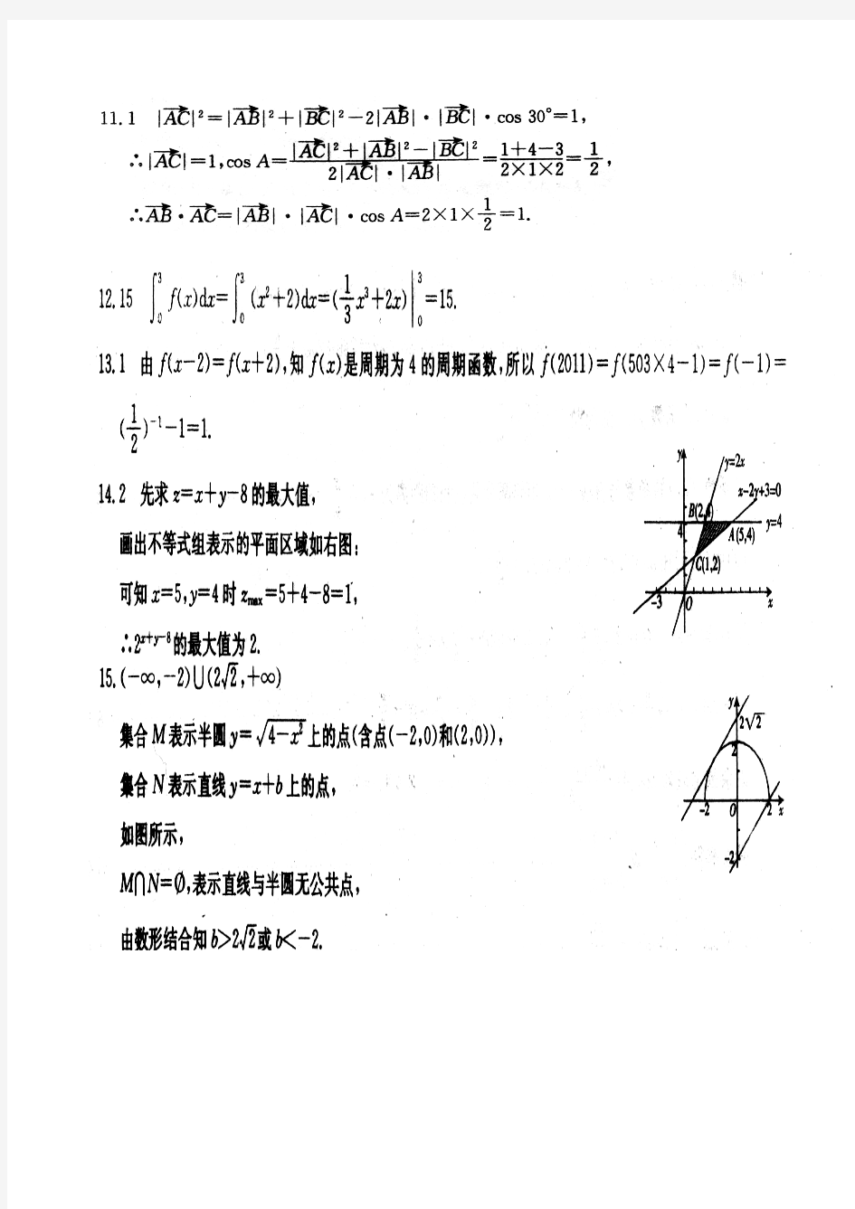陕西省2010-2011年度高三阶段性诊断考试数学试题(理)答案