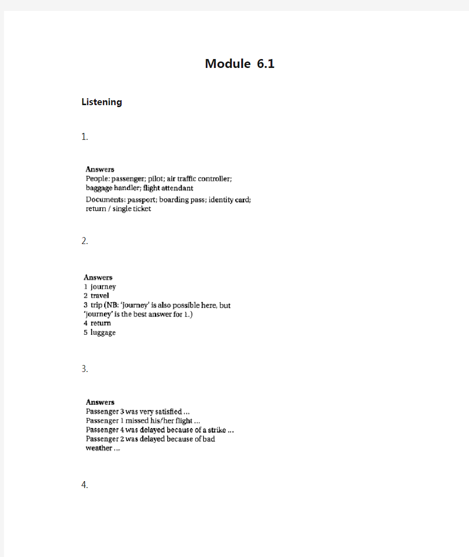 BEC初级Module 6.1-6.3答案