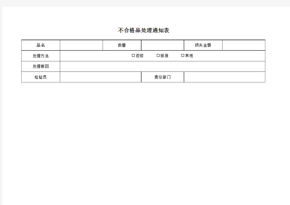 不合格品处理通知单