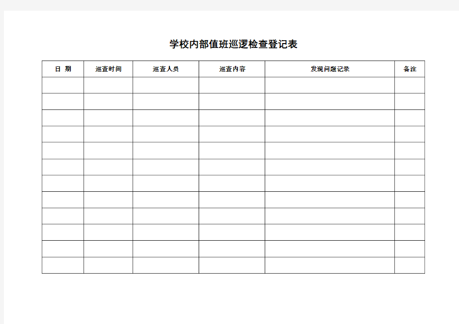 学校内部值班巡逻检查登记表