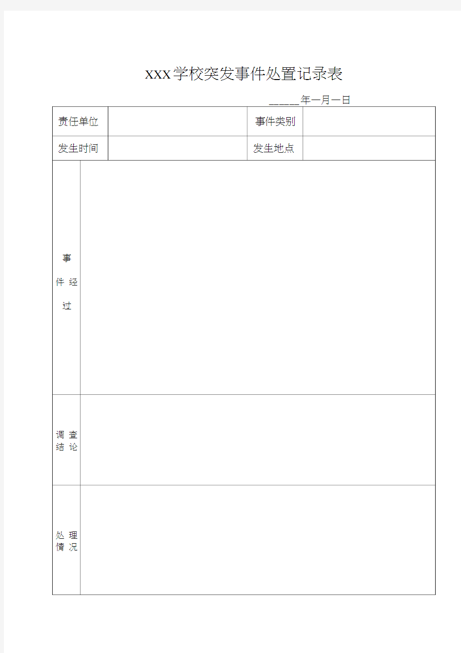 学校突发事件处置记录表