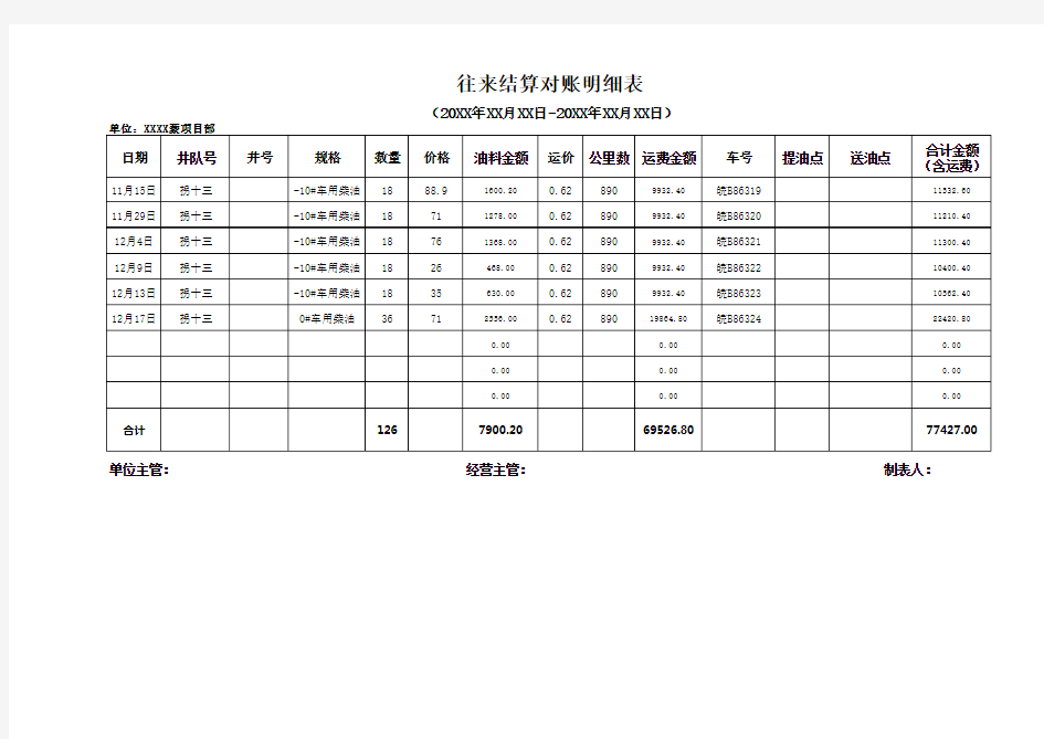 往来结算对账明细表