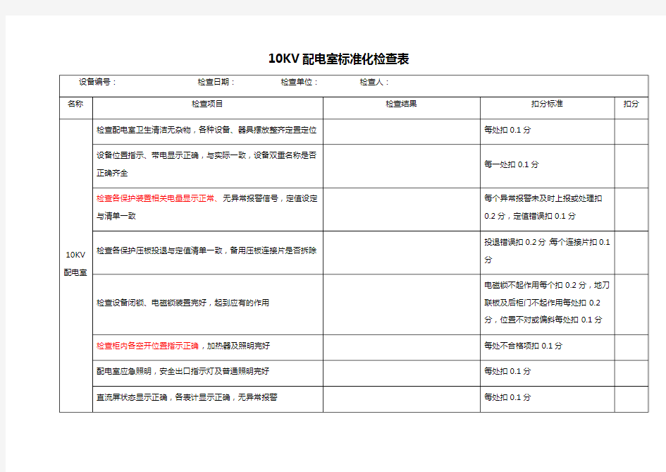 配电室检查标准