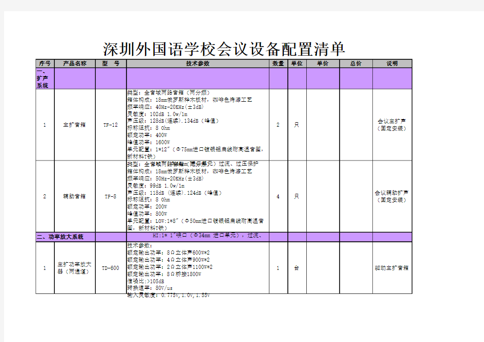 音响方案