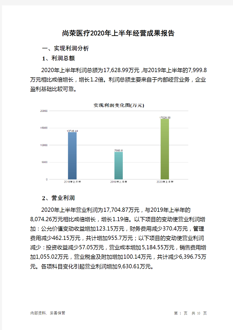 尚荣医疗2020年上半年经营成果报告