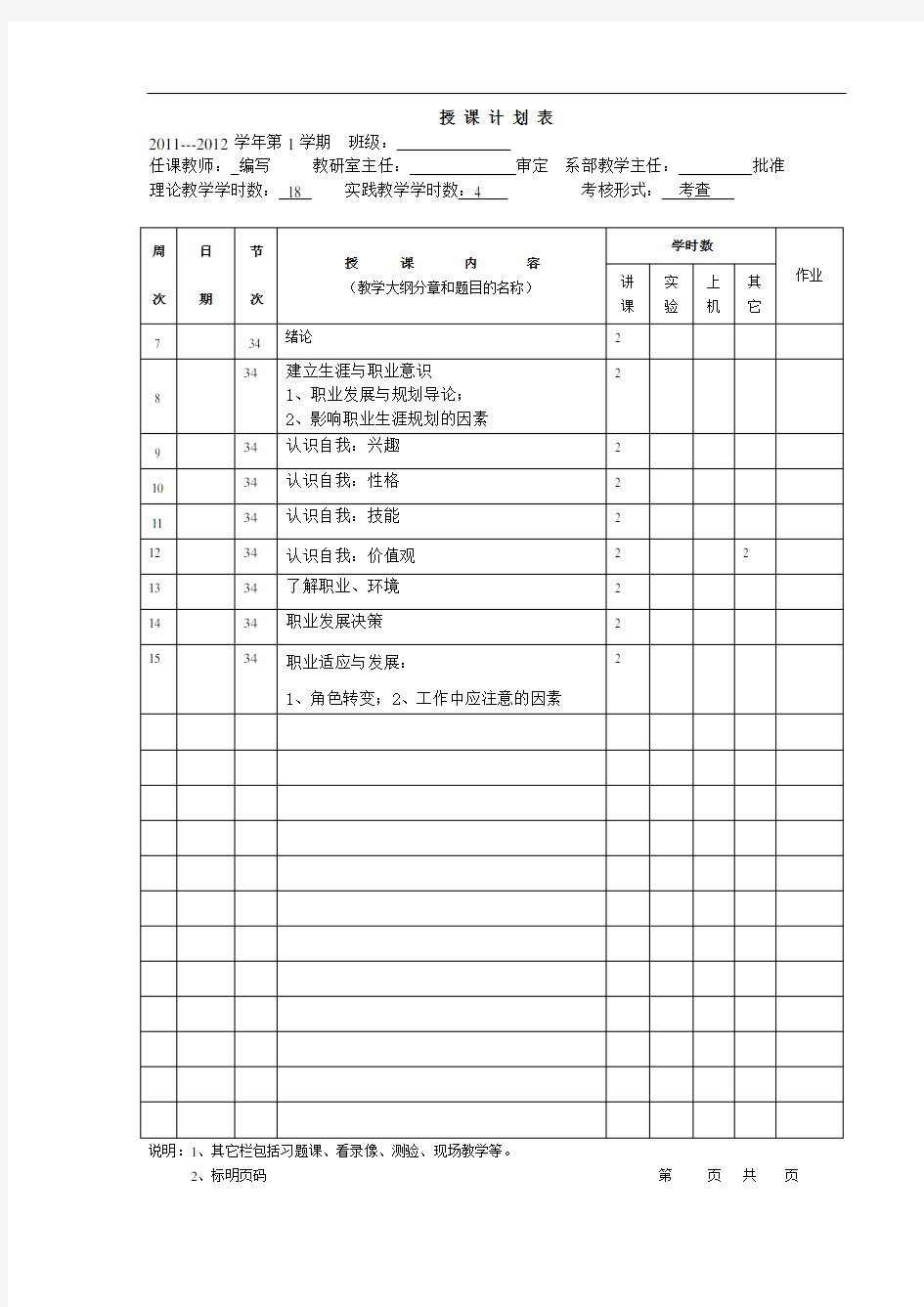 职业发展与规划导论教案