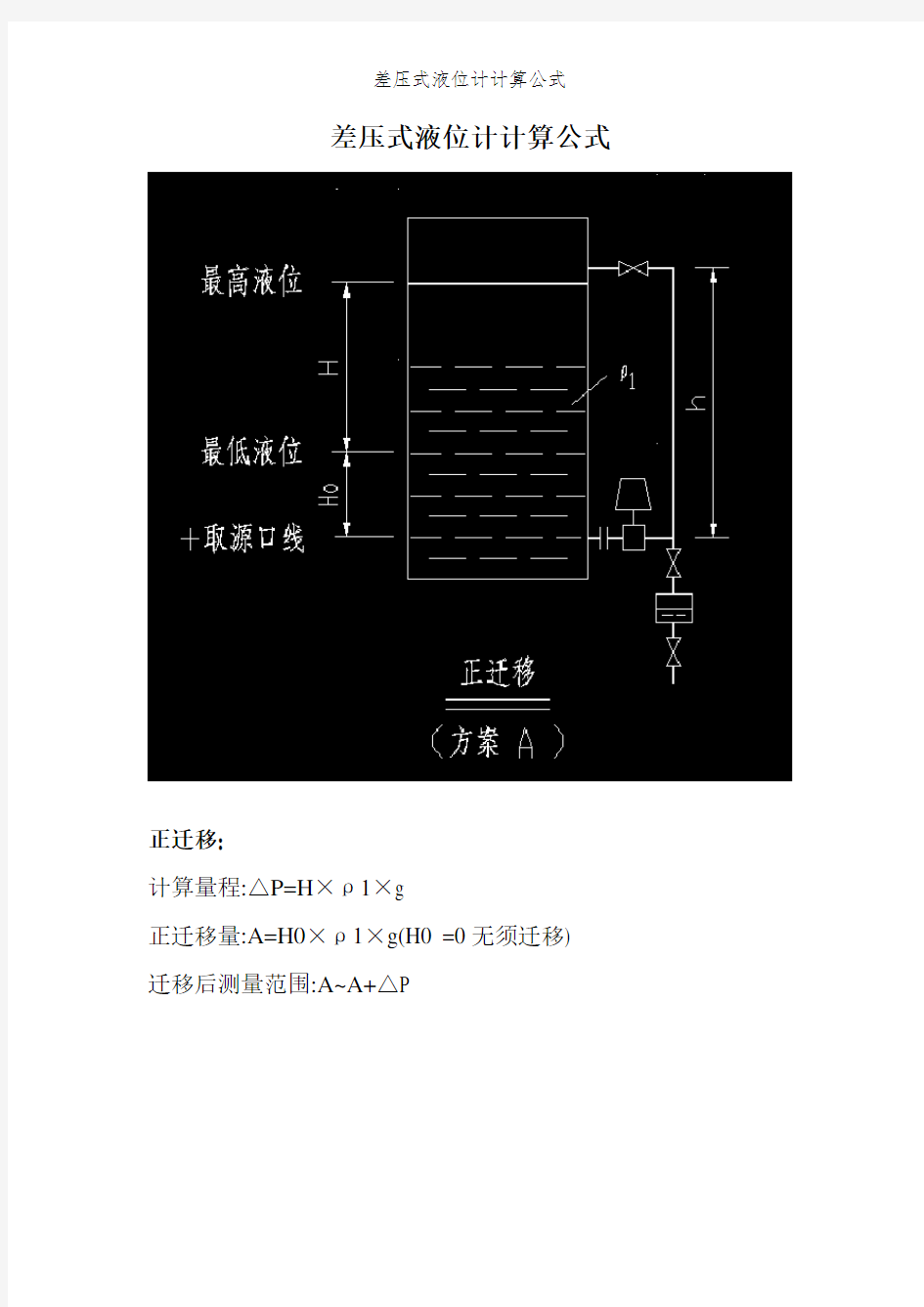 差压式液位计计算公式