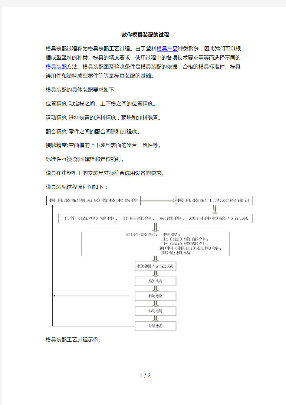 教你模具装配的过程