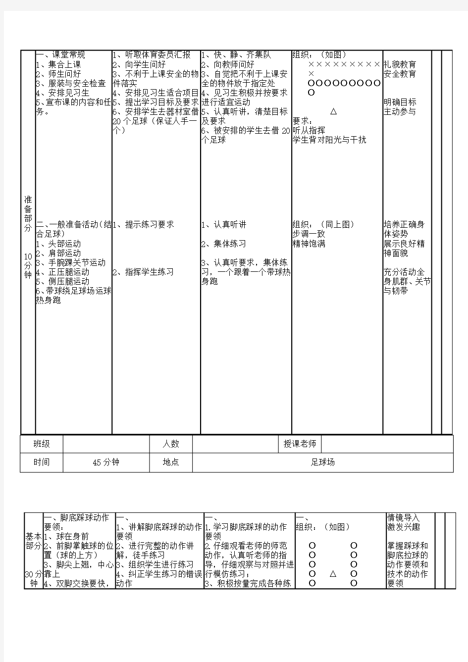 足球球性练习教案