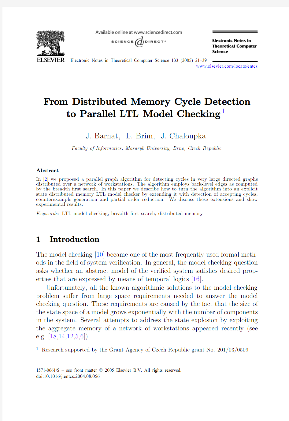 From distribution memory cycle detection to parallel model checking