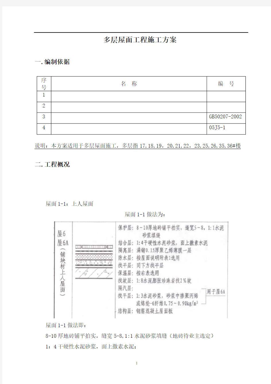 屋面工程施工方案