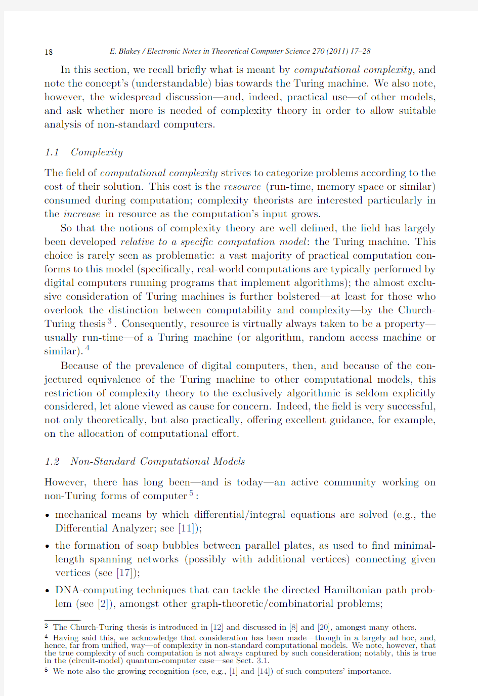 Computational Complexity in Non-Turing Models of Computation