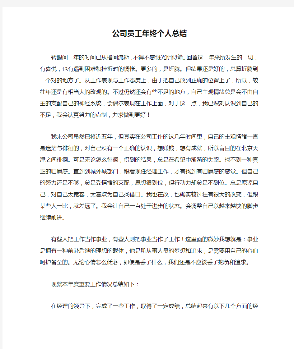 公司员工年终个人总结