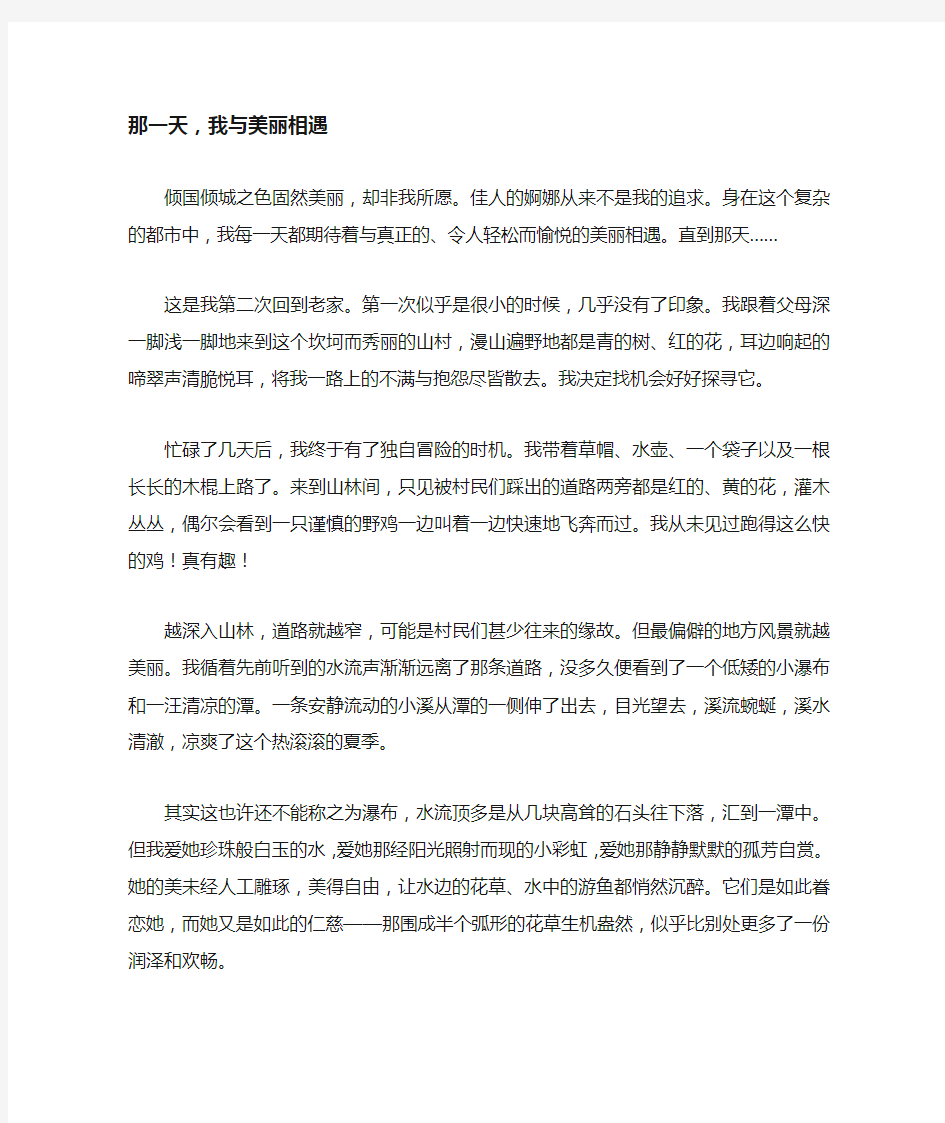 那一天,我与美丽相遇_初中初三作文600字