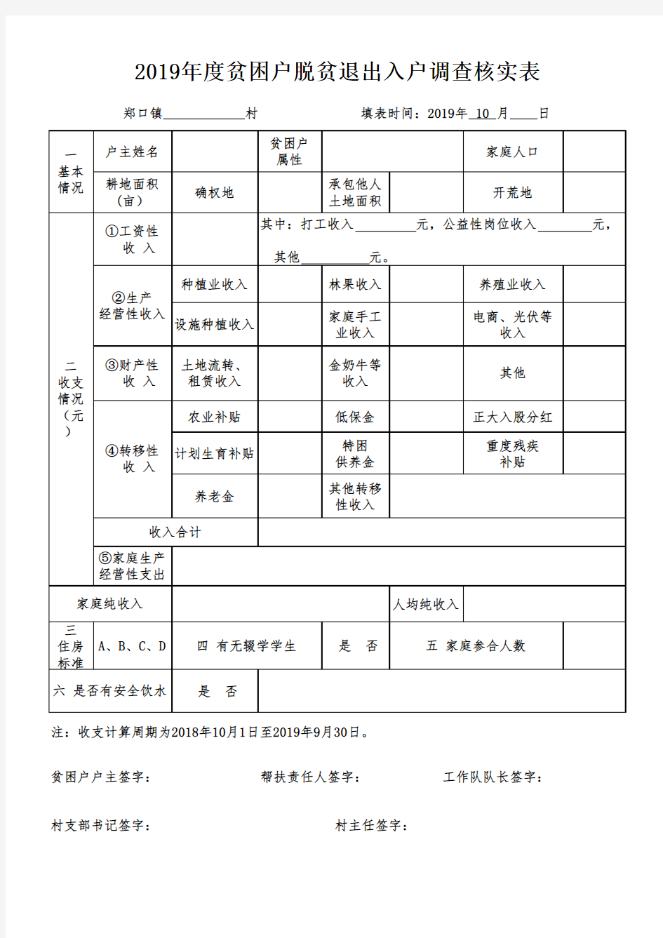 贫困户脱贫退出入户调查核实表