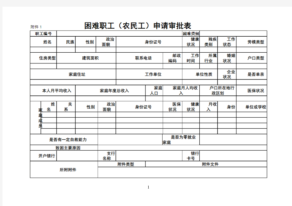 困难职工档案表(范本)