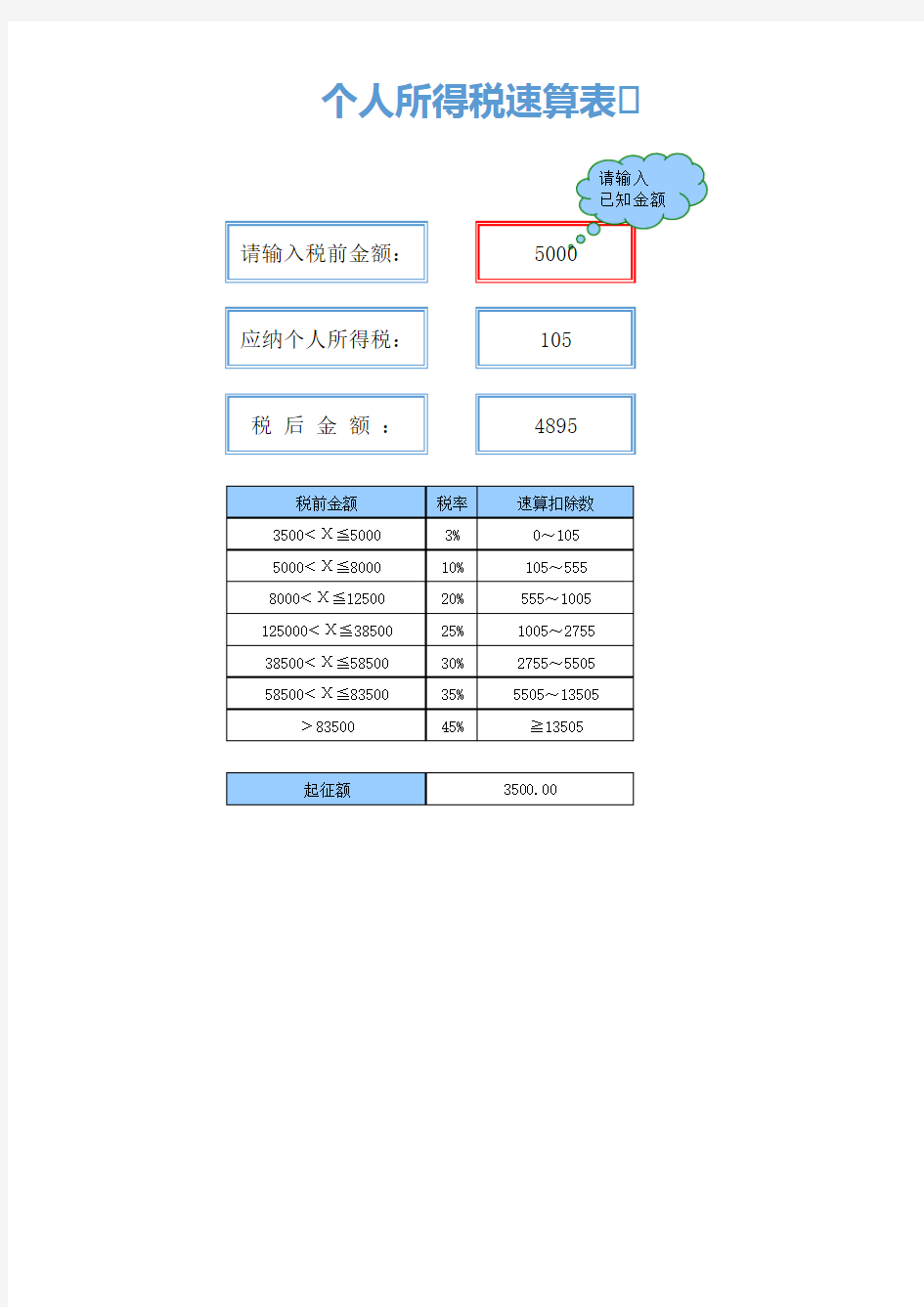 个人所得税excel模板